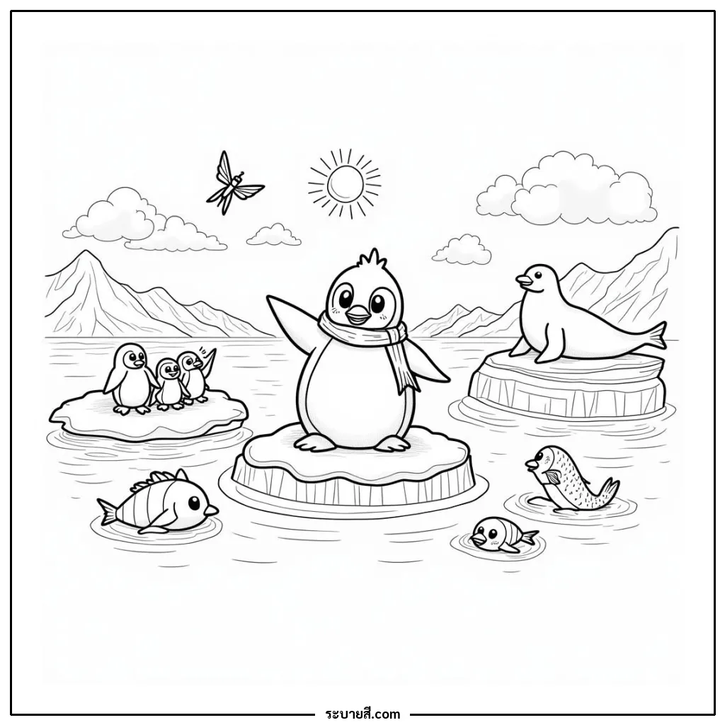 ภาพวาดระบายสี Penguins 25